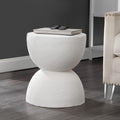 JONATHAN Y Greta Hourglass 18" White Frosted Outdoor Side Table and Stool by JONATHANY