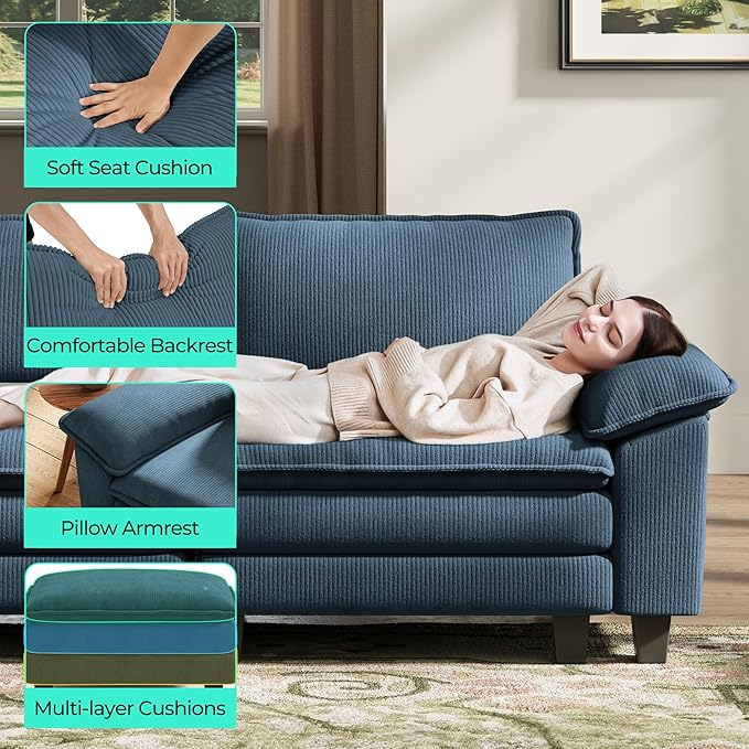 LINSY HOME Modular Sectional Sofa, 5-Seat Corduroy Modern Cloud Couch - Image 4