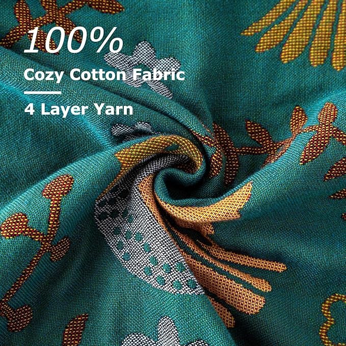 LUTBM King Throw Blanket for Bed 100% Cotton Boho Soft Rustic Quilt Birds and - Image 6