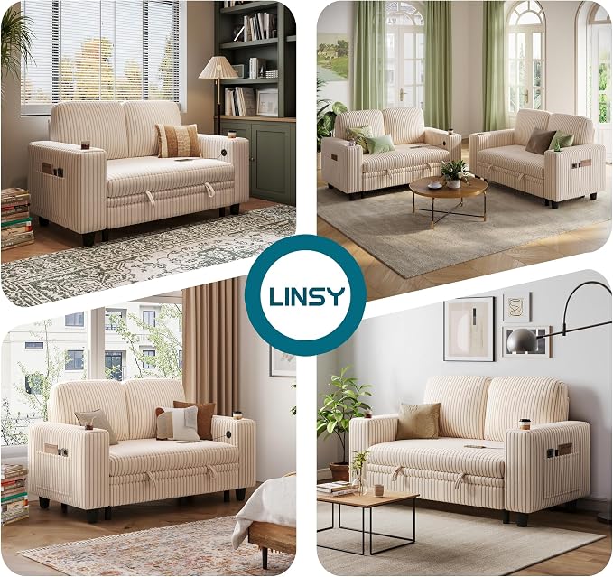 LINSY HOME Loveseat Sofa with Storage - Image 8