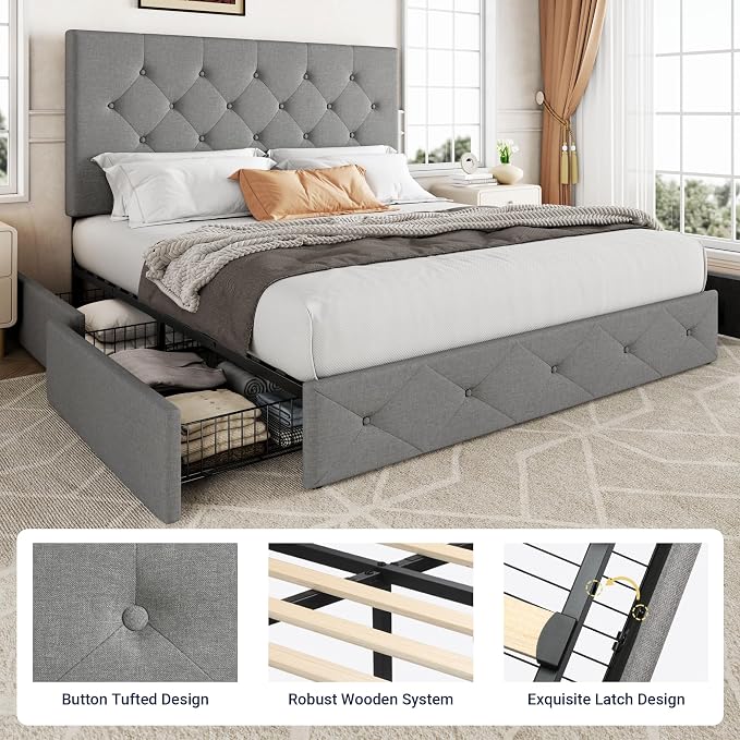 Allewie Upholstered Full Size Platform Bed Frame - Image 6
