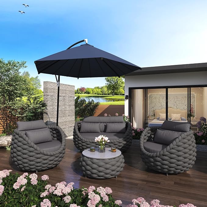 TWT Outdoor Patio Furniture Set-6 Pieces Aluminum Sectional Sofa, Metal Patio - Image 9