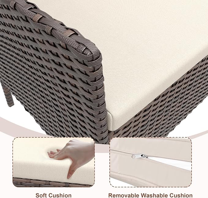 GarveeLife 4-Piece Patio Furniture Set, Rattan Outdoor Furniture - Image 4