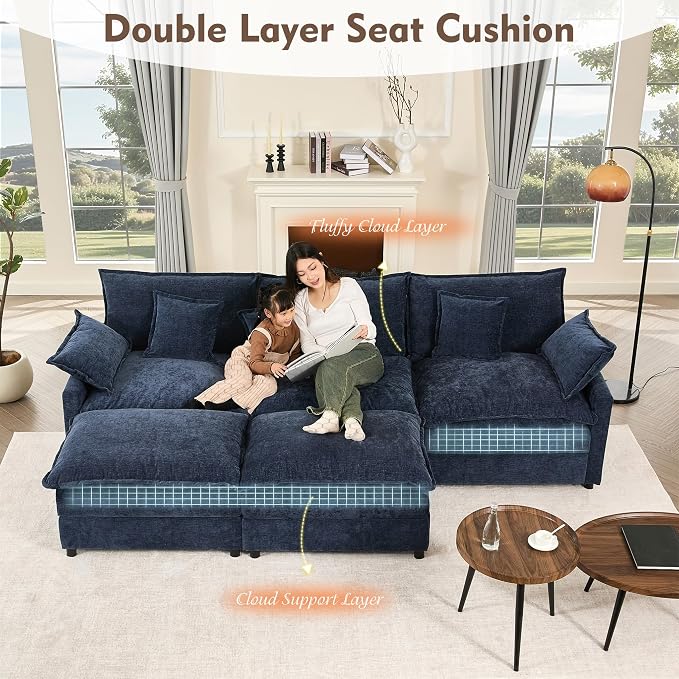 GOSUHI 108" U Shaped Couch, Modular Sectional Sofa, 3-Seater Comfy Cloud Couch - Image 4