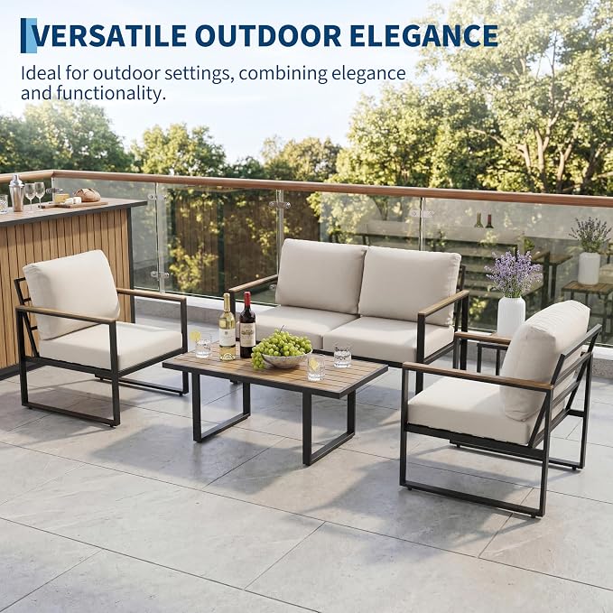 4-Piece Outdoor Patio Furniture Set, Conversation Sofa Set - Image 6