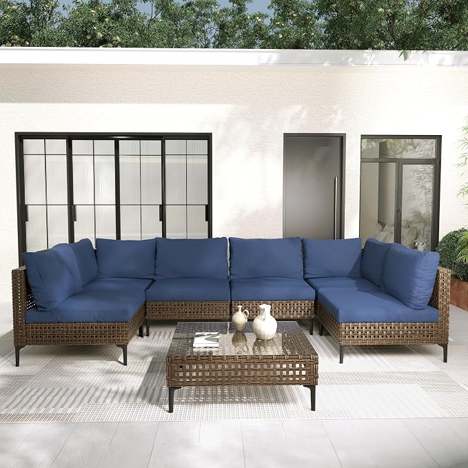 Grand patio Wicker Patio Furniture Set, All Weather Outdoor Sectional Sofa by GrandPatio