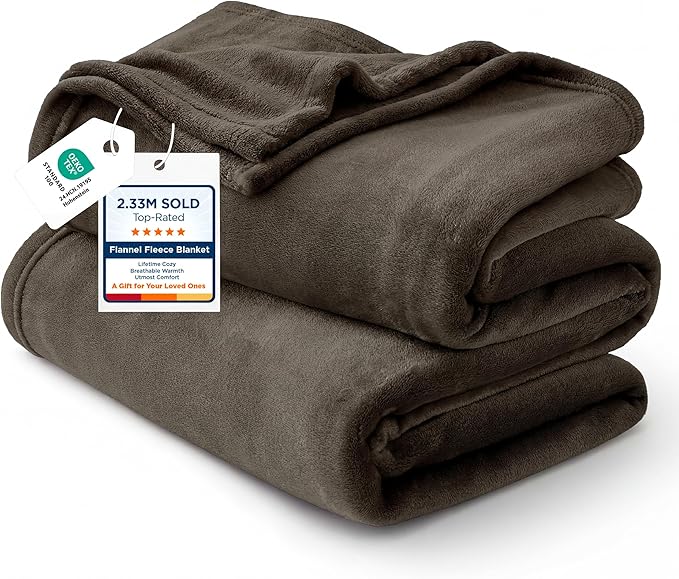 Bedsure GentleSoft Fleece Throw XL Blanket Brown by BEDSURE