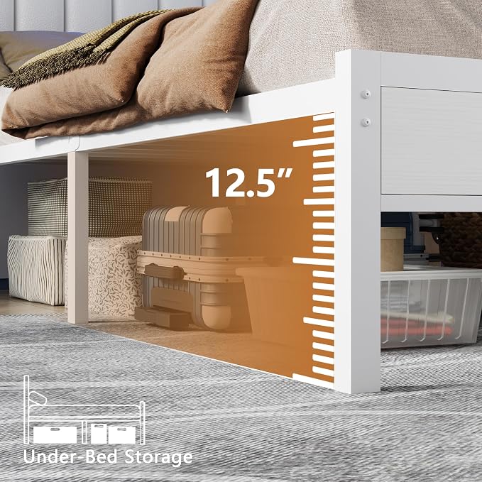 Furnulem White Queen Bed Frame - Image 9
