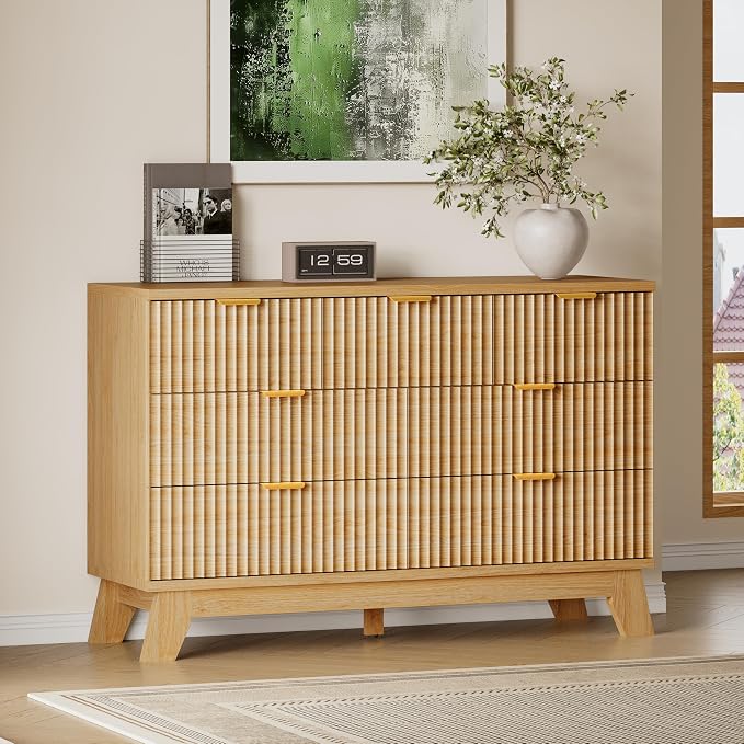 BORNOON Fluted 7 Drawer Dresser, 47.2" Wide Modern Boho Chest of Drawers by BORNOON