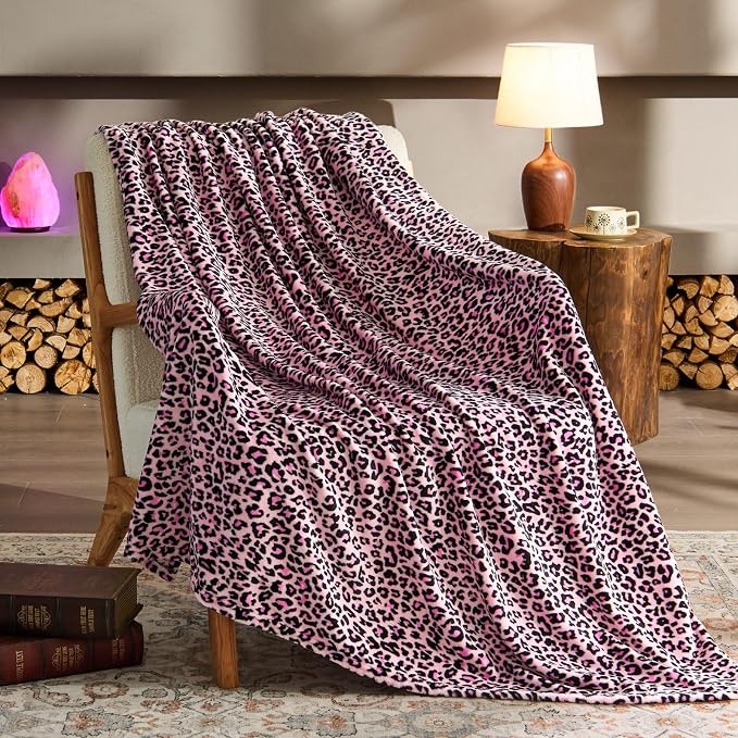 BEDELITE Pink Leopard Blanket Twin– Soft & Cozy Cheetah Blanket - Image 2