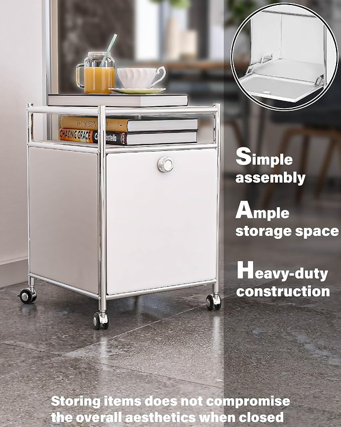 Matte Storage Cart with Flap Door, Large Capacity Storage Cart with Detachable - Image 4