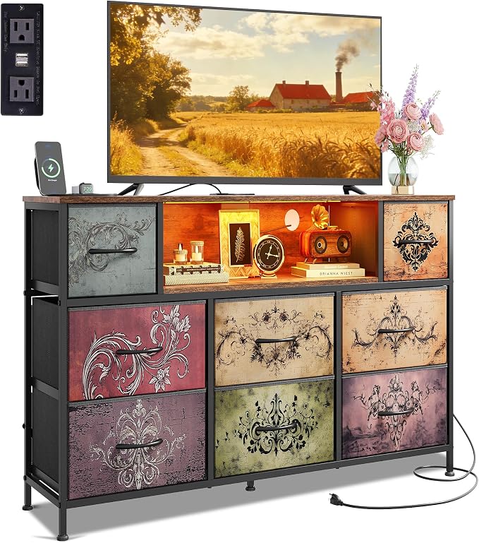 WLIVE Dresser TV Stand for 45, 55 inch TV, Entertainment Center by WLIVE