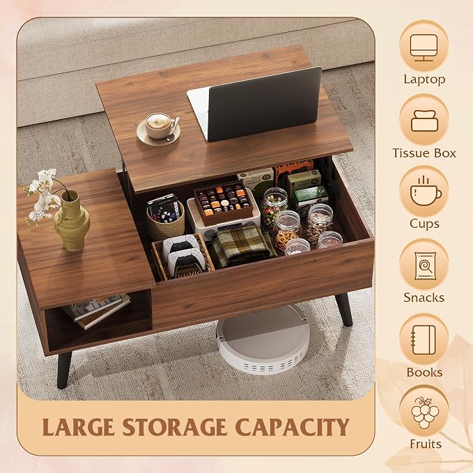 WLIVE Coffee Table for Living Room, Lift Top Coffee Table - Image 6