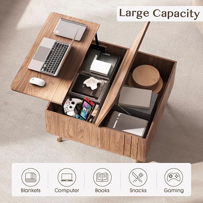 JOINICE Walnut Lift Top Coffee Table - Image 3