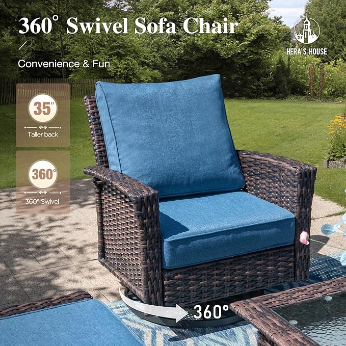 HERA'S HOUSE Patio Furniture Set, High Back Swivel Outdoor Chair - Image 2