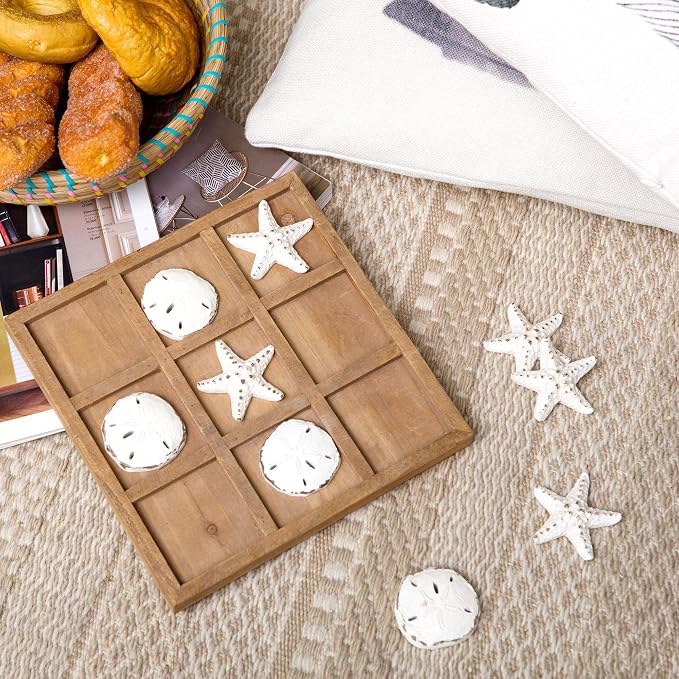 NIKKY HOME Beach Tic Tac Toe for Fun Starfish Sand Dollar Coastal House Coffee - Image 3
