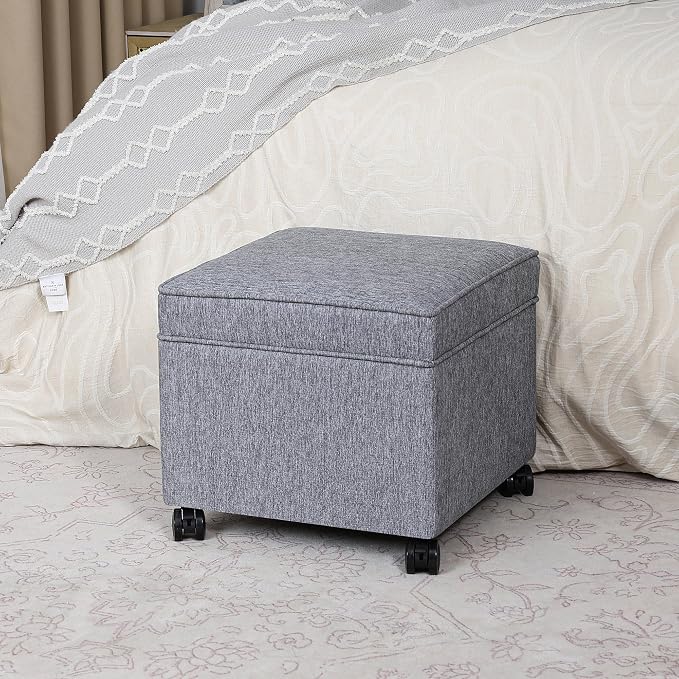 Adeco 17.5 Inch Square Storage Ottoman by Adeco