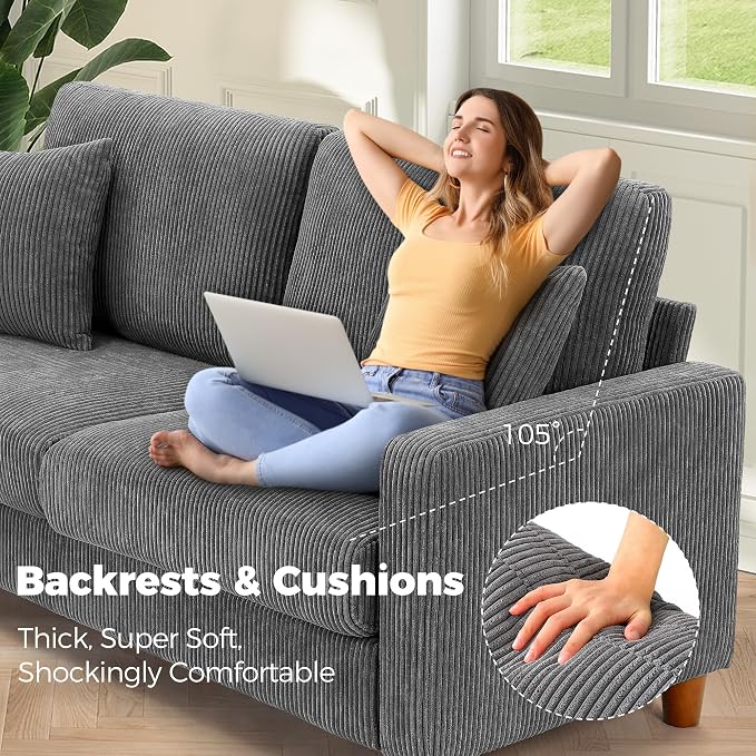 Kidirect 70in L Shaped Couch, Modular Sofa No Tool Assembly, Comfy Sectional - Image 8