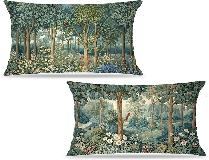 Rustic Spring Forest Pillow Covers 20x12 Double-Sided, Cottagecore Forest by Unknown