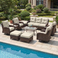Patio Furniture Set, High Back Rattan Sofa & Swivel Rocker Chairs, Weather by SAILARYPatioFurniture
