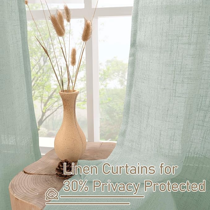 LAMIT Light Sage Linen Curtains 45 Inches Long - Image 5