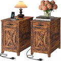 IRONCK End Table with Charging Station, Narrow Side Table by IRONCK