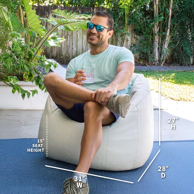 Big Joe Milano Outdoor Beanbag Chair White Marine - Image 3