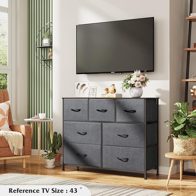 WLIVE 7 Drawer Dresser TV Stand, Entertainment Center, Media Console Table - Image 4