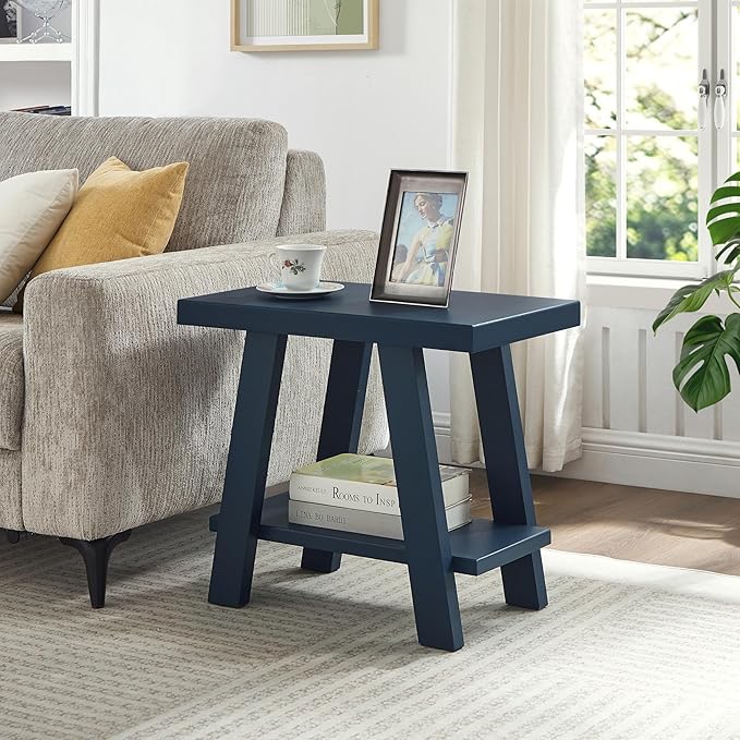 Roundhill Furniture Athens Contemporary Wood Shelf Side Table in Navy Blue by RoundhillFurniture