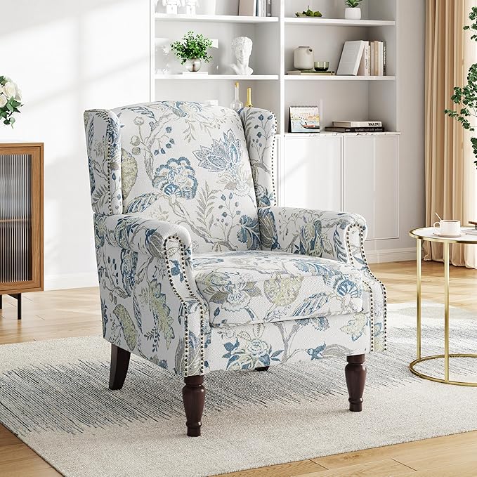 Pia Ricco Set of 2 Floral Accent Chairs, High Back Upholstered Armchairs - Image 7
