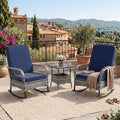 GarveeHome 3-Piece Outdoor Rocking Chair Set, Wicker Rattan Patio Furniture by GarveeHome