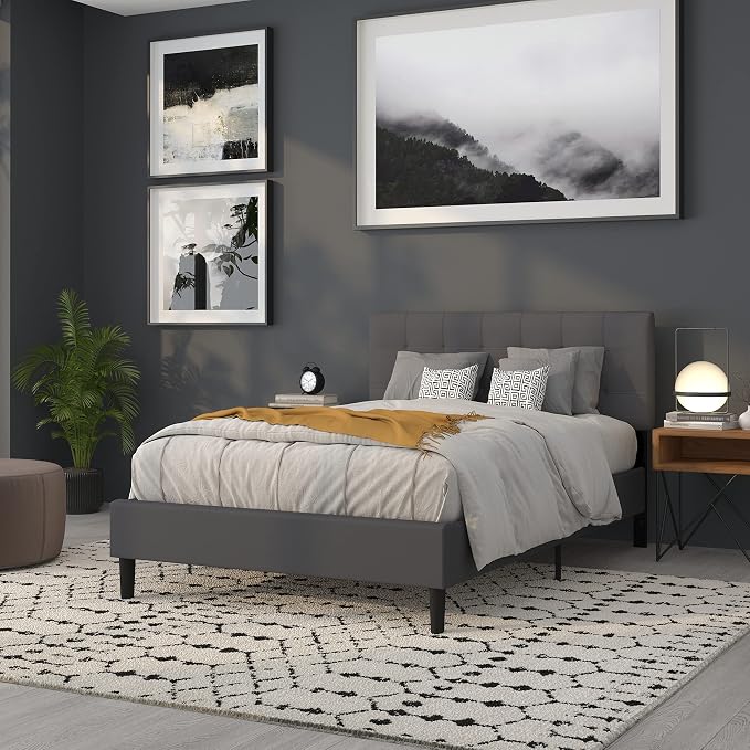 Flash Furniture Bedford Tufted Upholstered Full Size Headboard in Dark Gray - Image 4