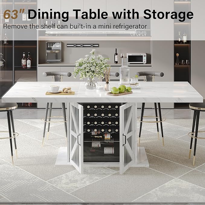 LVB Modern Dining Table for 4 to 6, Wooden Pedestal Dining Room Table - Image 6