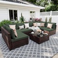 UPHA 7 Pieces Patio Furniture Sets, Wicker Outdoor Sectional Sofa Couch by UPHA