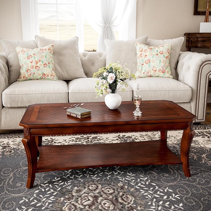 Traditional Distressed Farmhouse Style Coffee Table Set, 3-Piece Solid Wood - Image 7