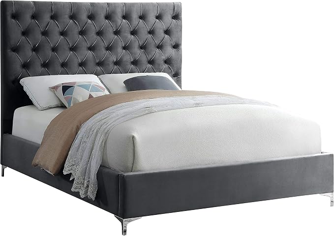 Meridian Furniture Cruz Collection Modern | Contemporary Velvet Upholstered Bed - Image 4