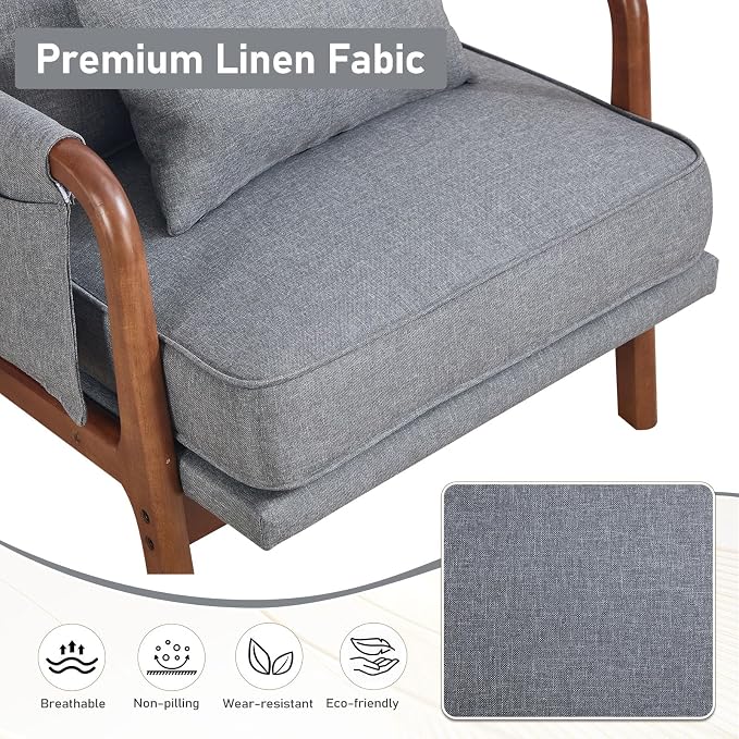 ANJ Mid Century Modern Accent Chair, Lounge Reading Armchair - Image 6