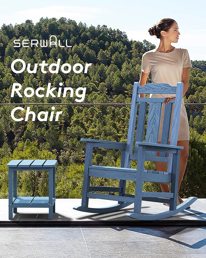 SERWALL Oversized Outdoor Rocking Chair Set of 4, All Weather Patio Rocking - Image 5