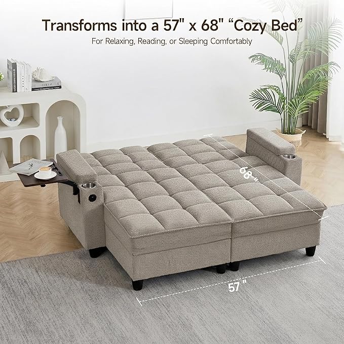 70.9" Chaise Lounge Chair Indoor, Oversized Boucle Upholstered Sofa Bed - Image 2