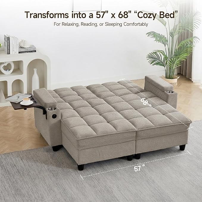 Auvsoce 71" Chaise Lounge Chair Indoor, Convertible Sleeper Sofa Bed - Image 2