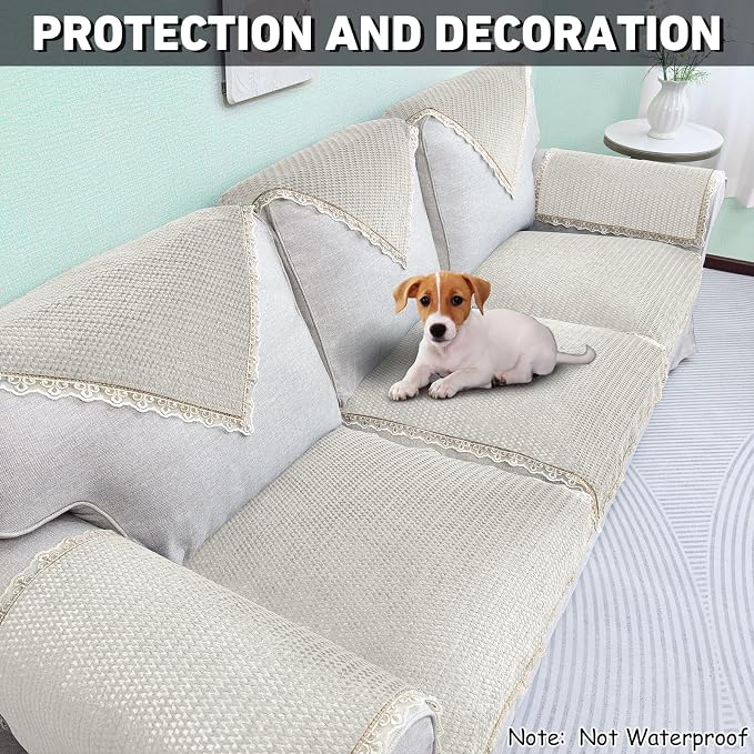Couch Arm Covers, Couch Covers, Non-Slip Lace Armrest Covers, Headrest/Backrest - Image 4