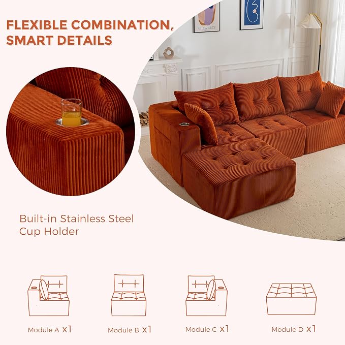 MAXYOYO Modular Sectional Sofa Couch, L Shaped Modern Cloud Couch - Image 5