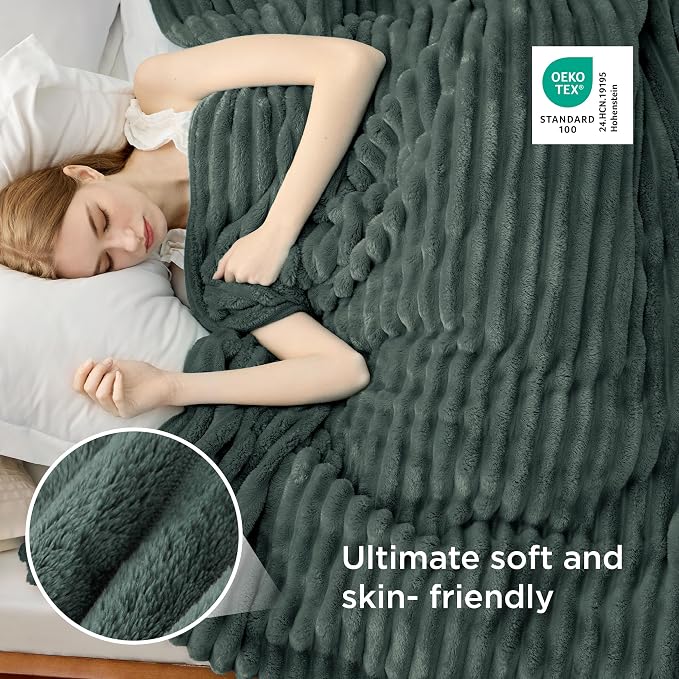 Bedsure GentleSoft Mallard Green California King Size Blanket - Image 4