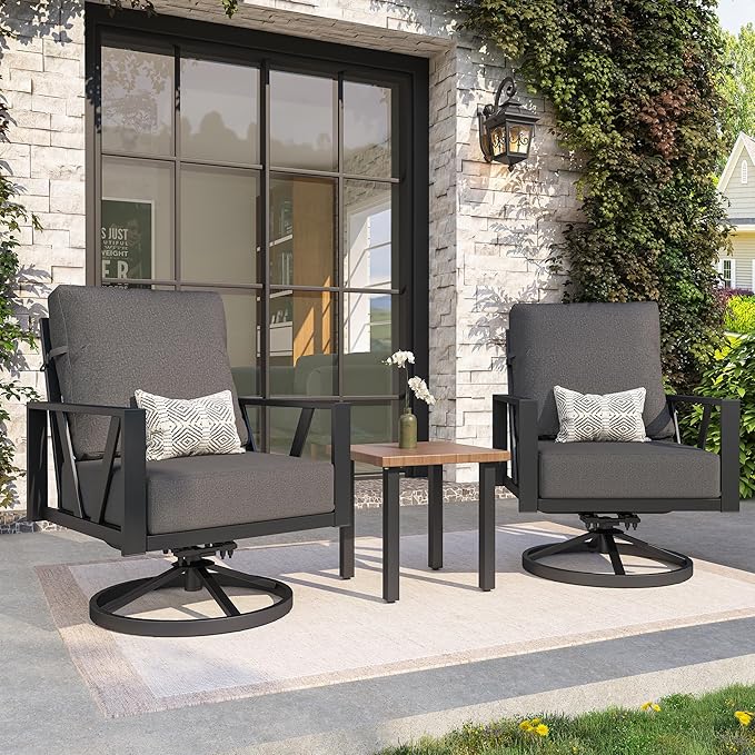 Outdoor Patio Swivel Rocking Chairs Set, Patio Porch Furniture by COMLAXFIELD
