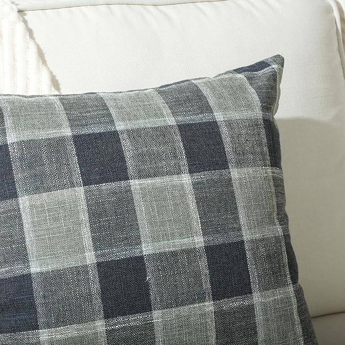 Stellhome Pack of 2 Linen Buffalo Check Decorative Throw Pillow Covers - Image 4