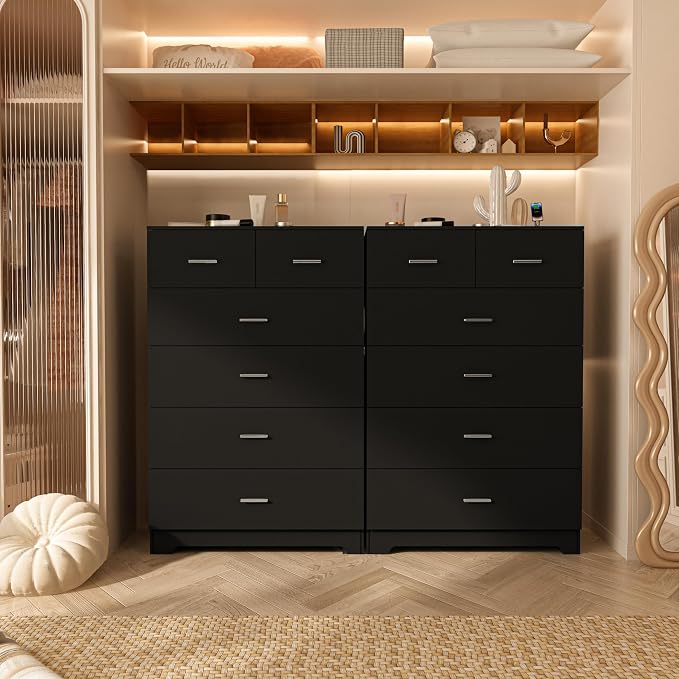 FJTJBSI Dresser with Power Outlets Wooden 6 Drawer Dresser with Large Organizer - Image 2
