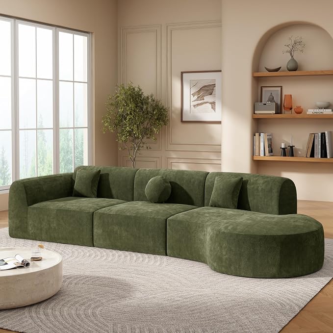 140'' Curved Sectional Sofa Sponge Couch by JJKFurniture-kevinplus