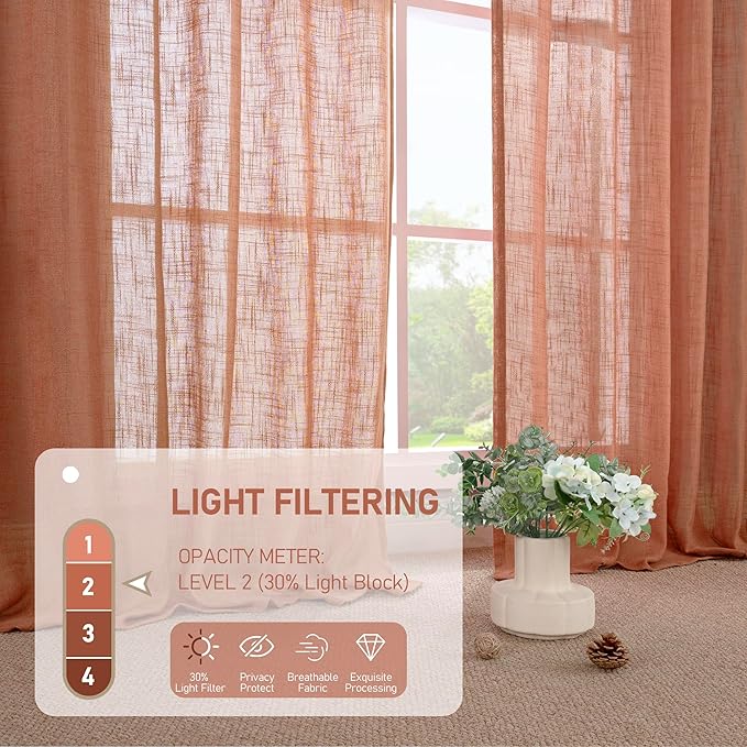 LAMIT Terracotta Linen Curtains 40 Inch - Image 4