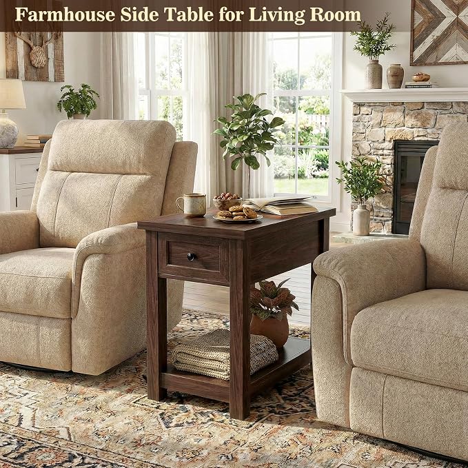 Narrow End Table Set of 2 with Charging Station - Image 4