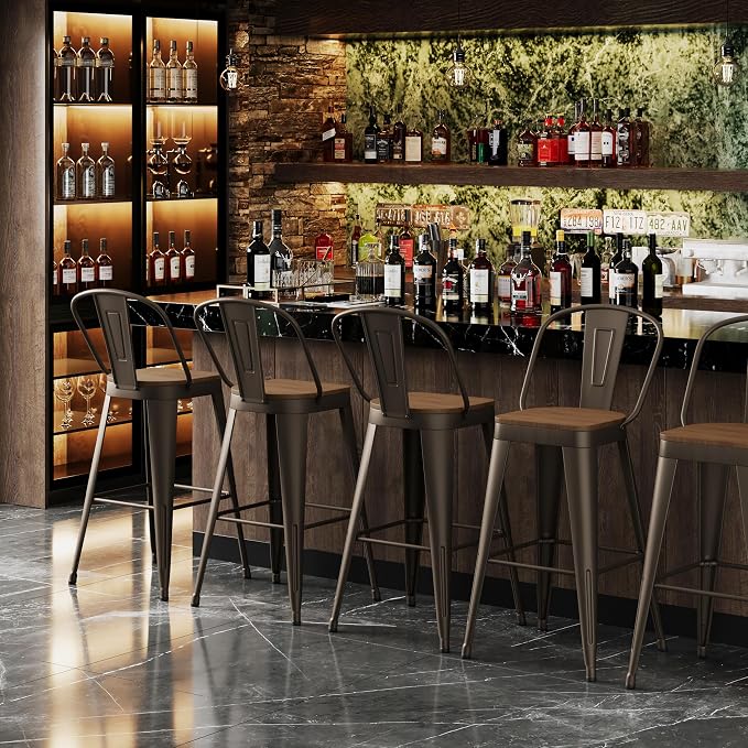 Andeworld Metal Bar Stools Set of 4, 26 inch Counter Height Barstools - Image 7